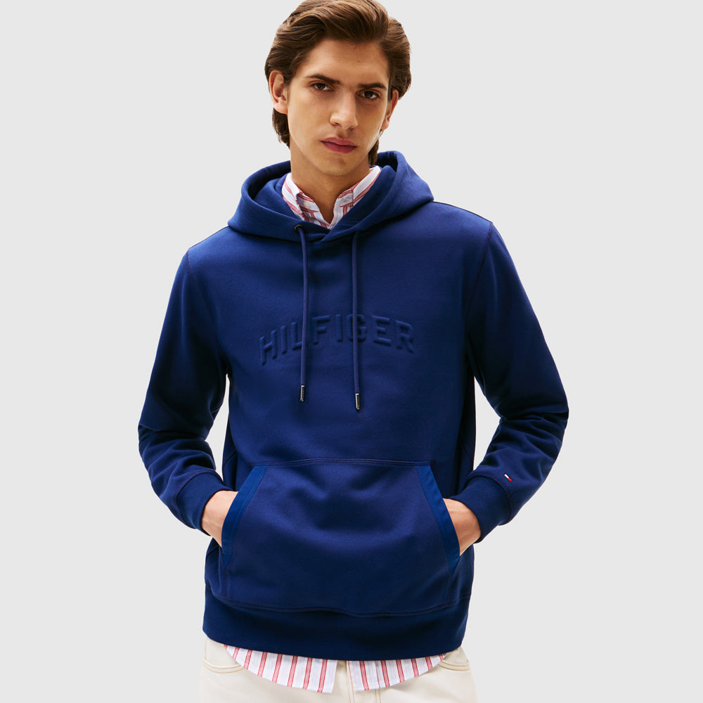 Tommy Hilfiger Arch Embossed Hoody - Preppy Navy |ThirdBaseUrban