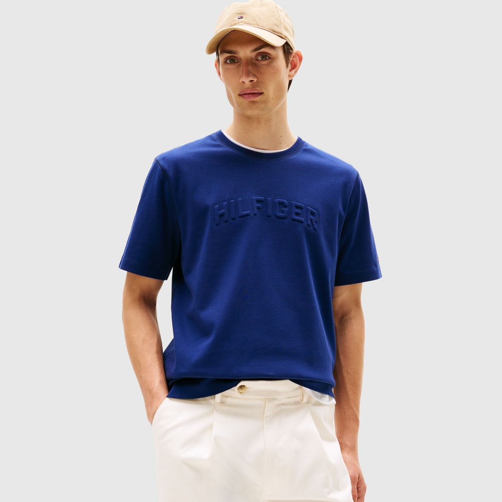 Tommy Hilfiger Arch Embossed T - Shirt - Preppy Navy |ThirdBaseUrban