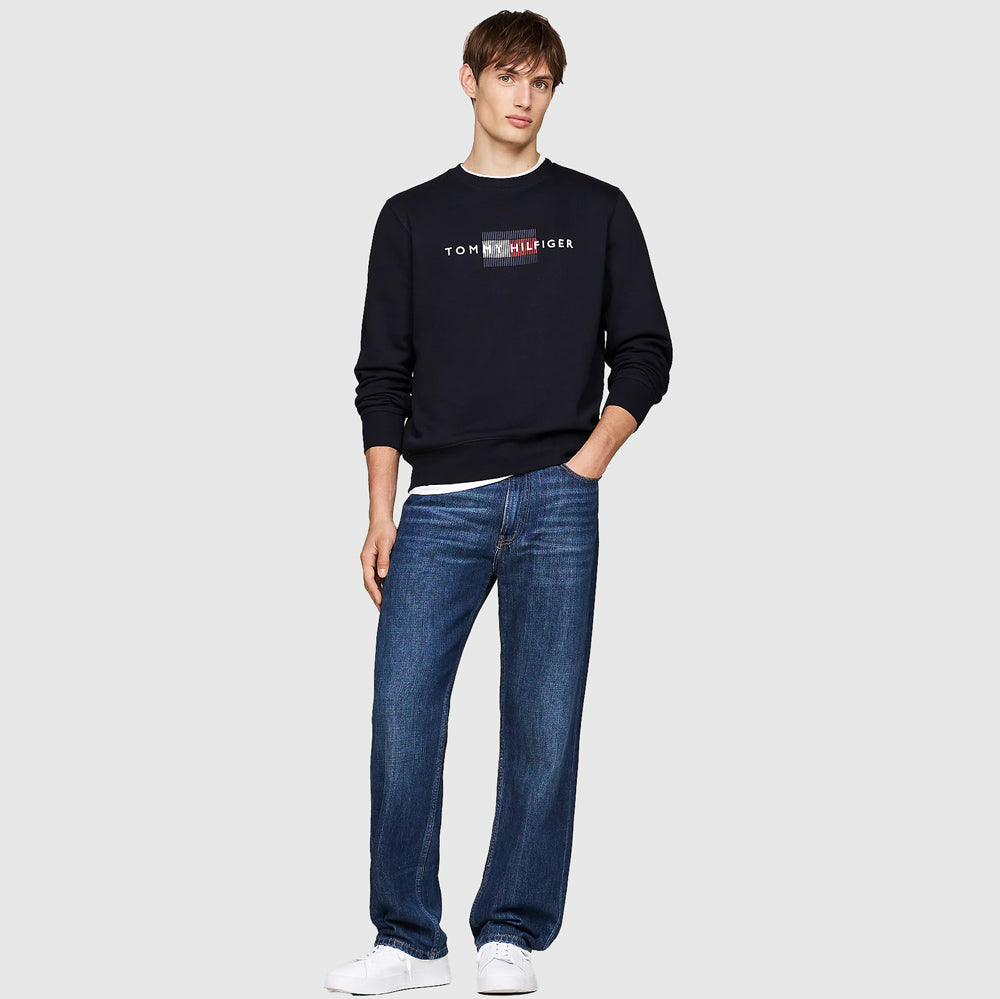 Flag Embro Sweatshirt - Navy