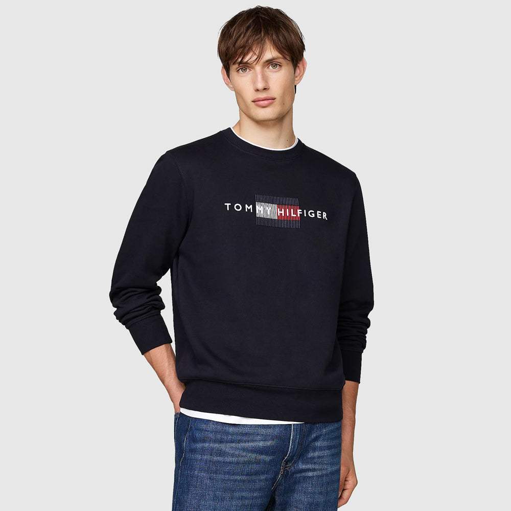 Tommy Hilfiger Flag Embro Sweatshirt - Navy |ThirdBaseUrban