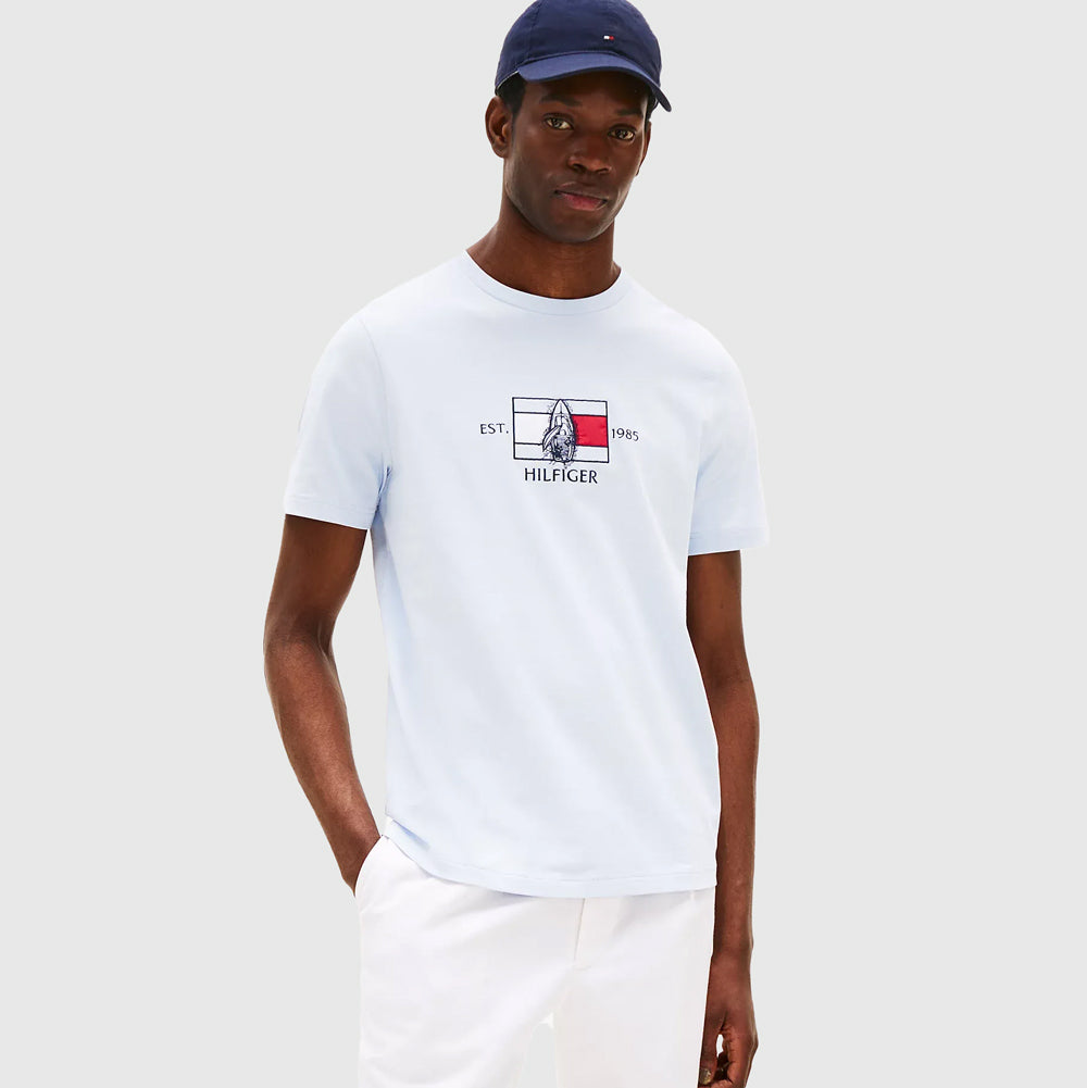 Tommy Hilfiger Flag Sailing T-Shirt - Light Blue |ThirdBaseUrban