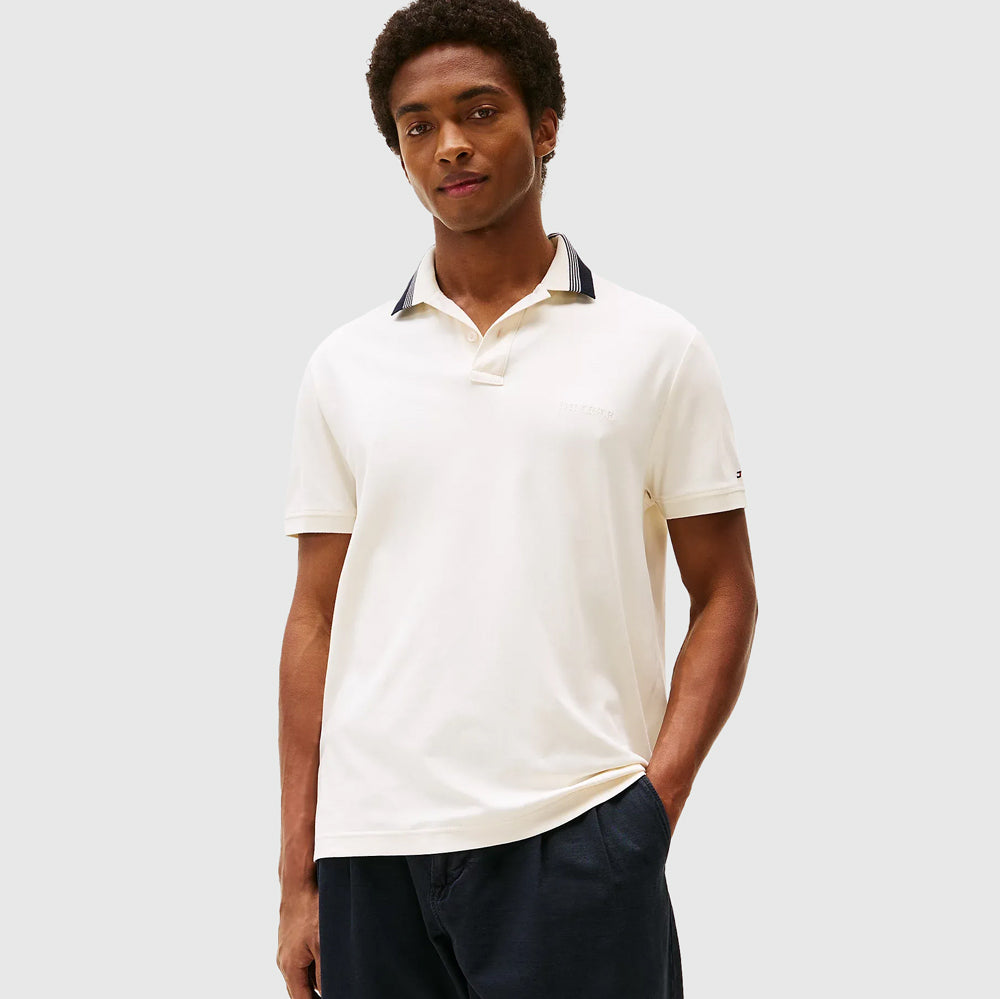 Tommy Hilfiger Interlock Collar Golfer - Ivory |ThirdBaseUrban
