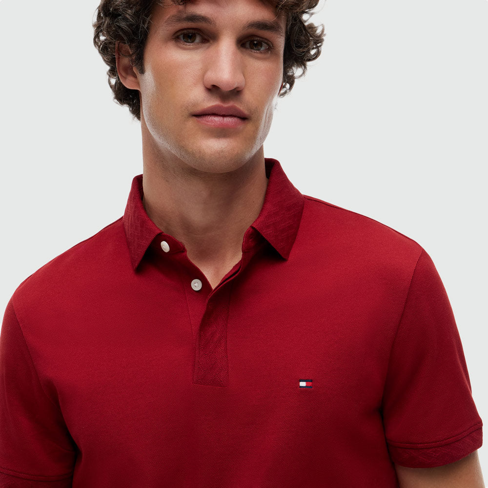 Jacquard Hidden Placket Golfer - Red