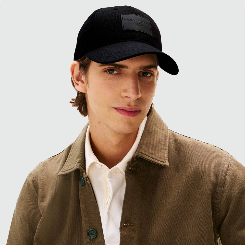 Tommy Hilfiger Leather Patch Cap - Black |ThirdBaseUrban