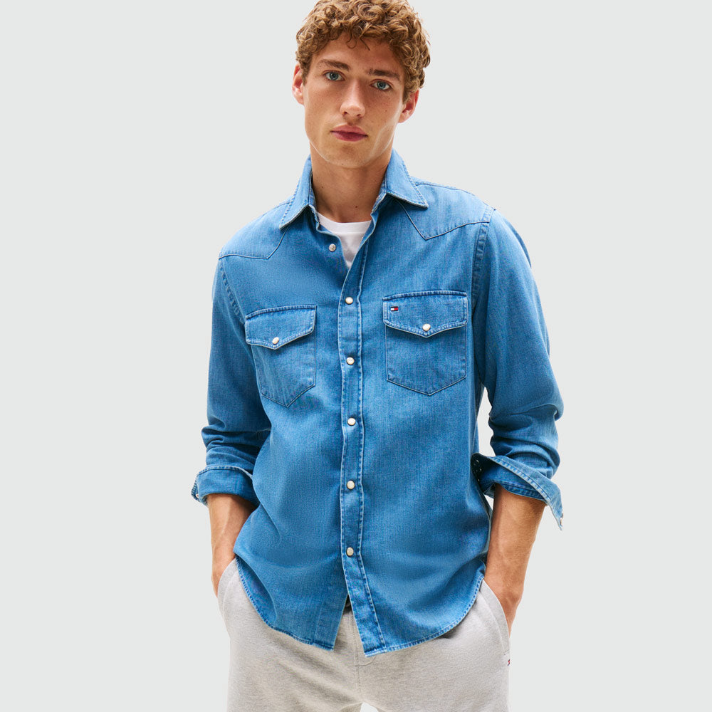 Tommy Hilfiger Lightweight Western Denim Shirt - Denim Light |ThirdBaseUrban