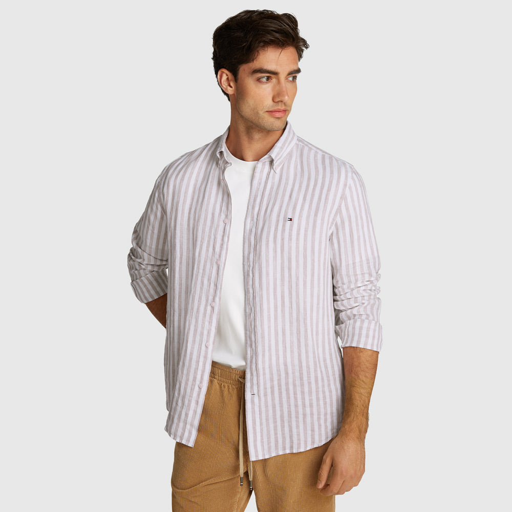 Tommy Hilfiger Linen Essential Shirt - Sandalwood |ThirdBaseUrban