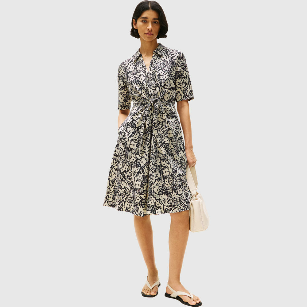 Tommy Hilfiger Knotted Shirt Dress - Black Mulri |ThirdBaseUrban