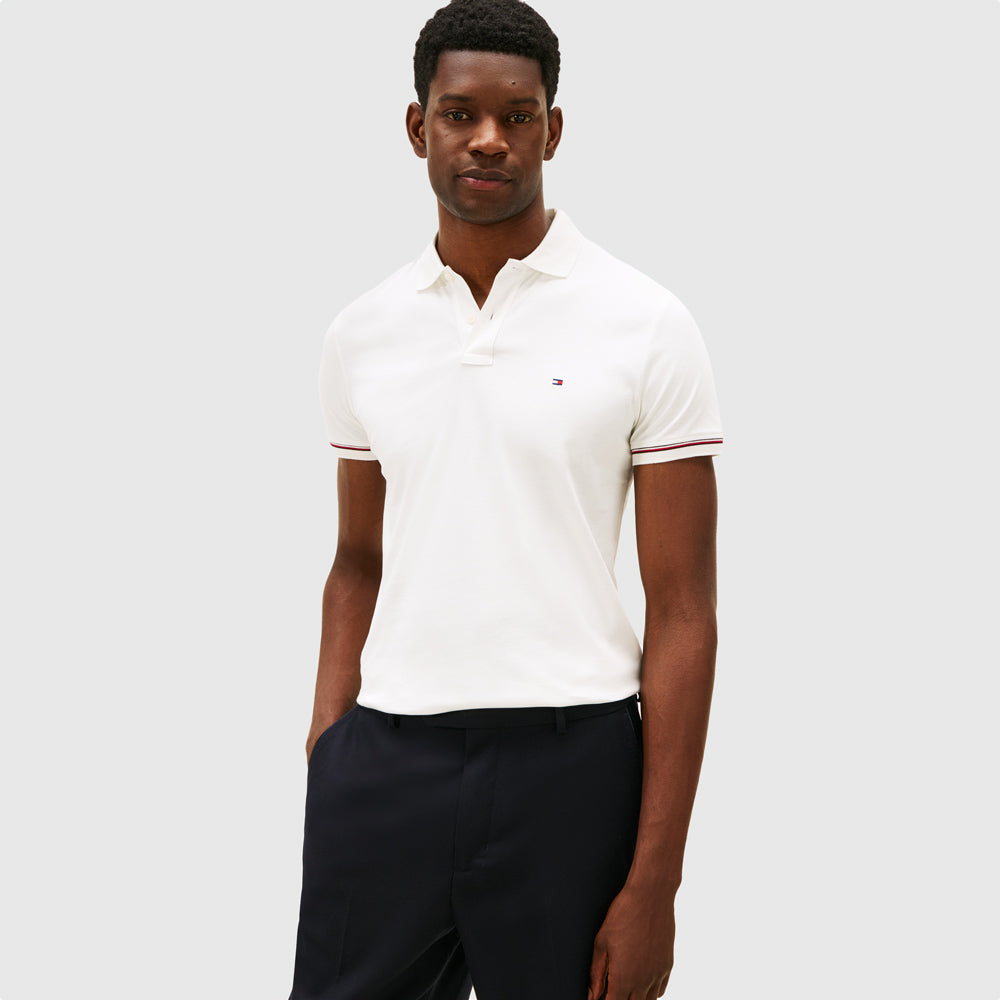 Tommy Hilfiger Cotton Slim Golfer - Ecru |ThirdBaseUrban