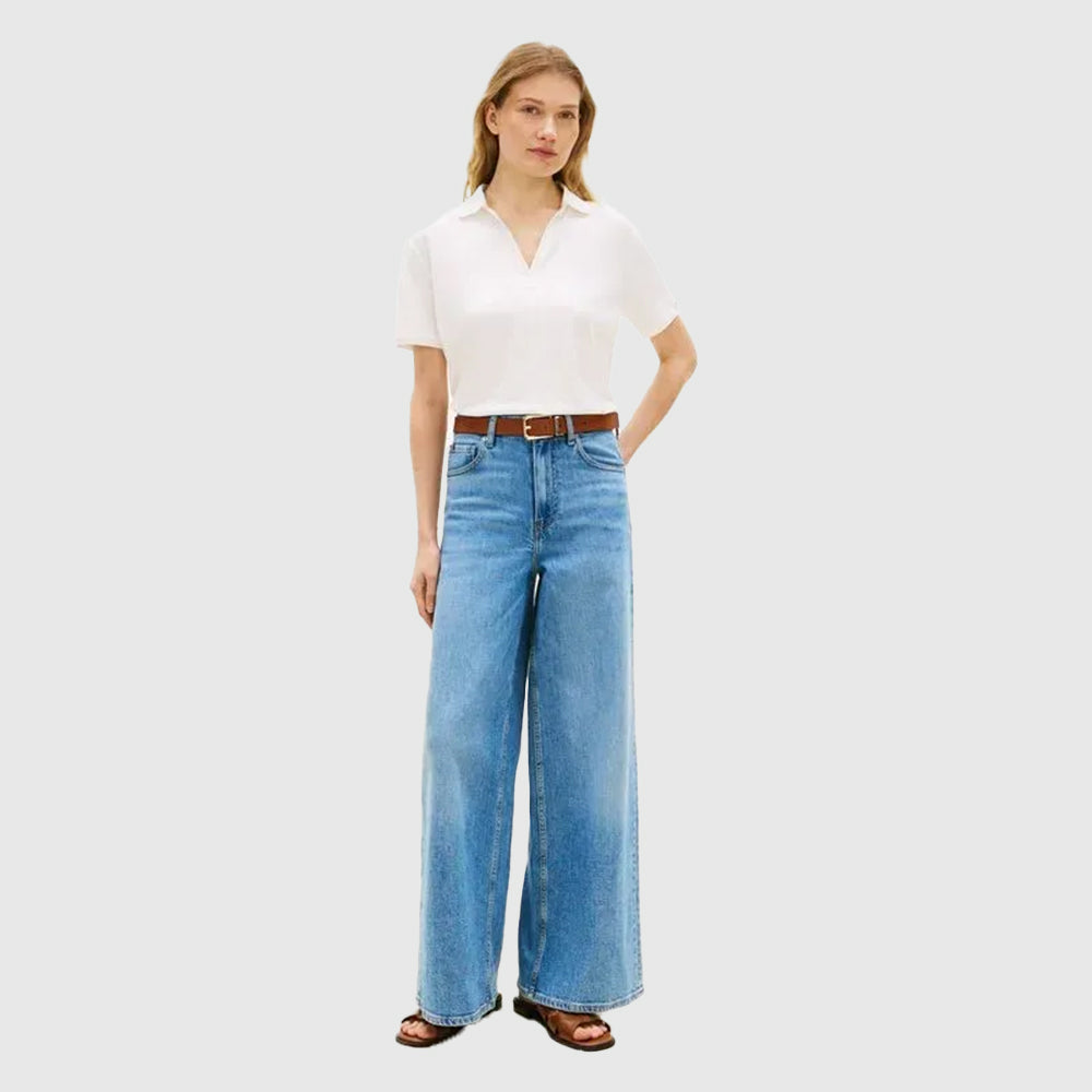 Lyocell Pique Open Neck Polo - Ecru