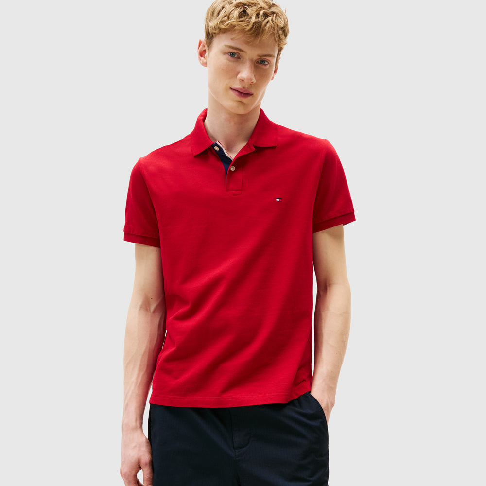 Tommy Hilfiger Contrast Collar Golfer - Red |ThirdBaseUrban