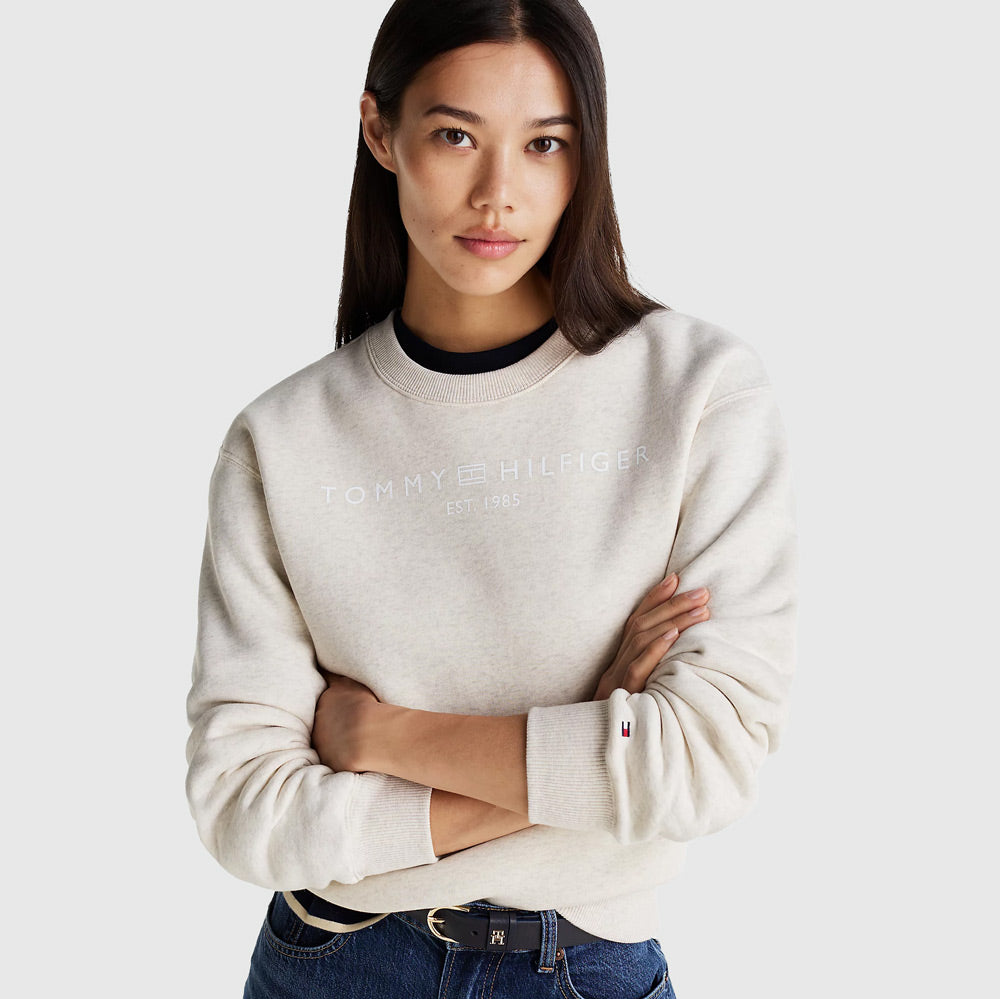 Tommy Hilfiger Regular Logo Hoodie - Oatmilk |ThirdBaseUrban