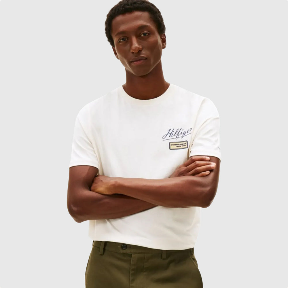Tommy Hilfiger Modern Graphic Badge T-Shirt - Ivory  |ThirdBaseUrban