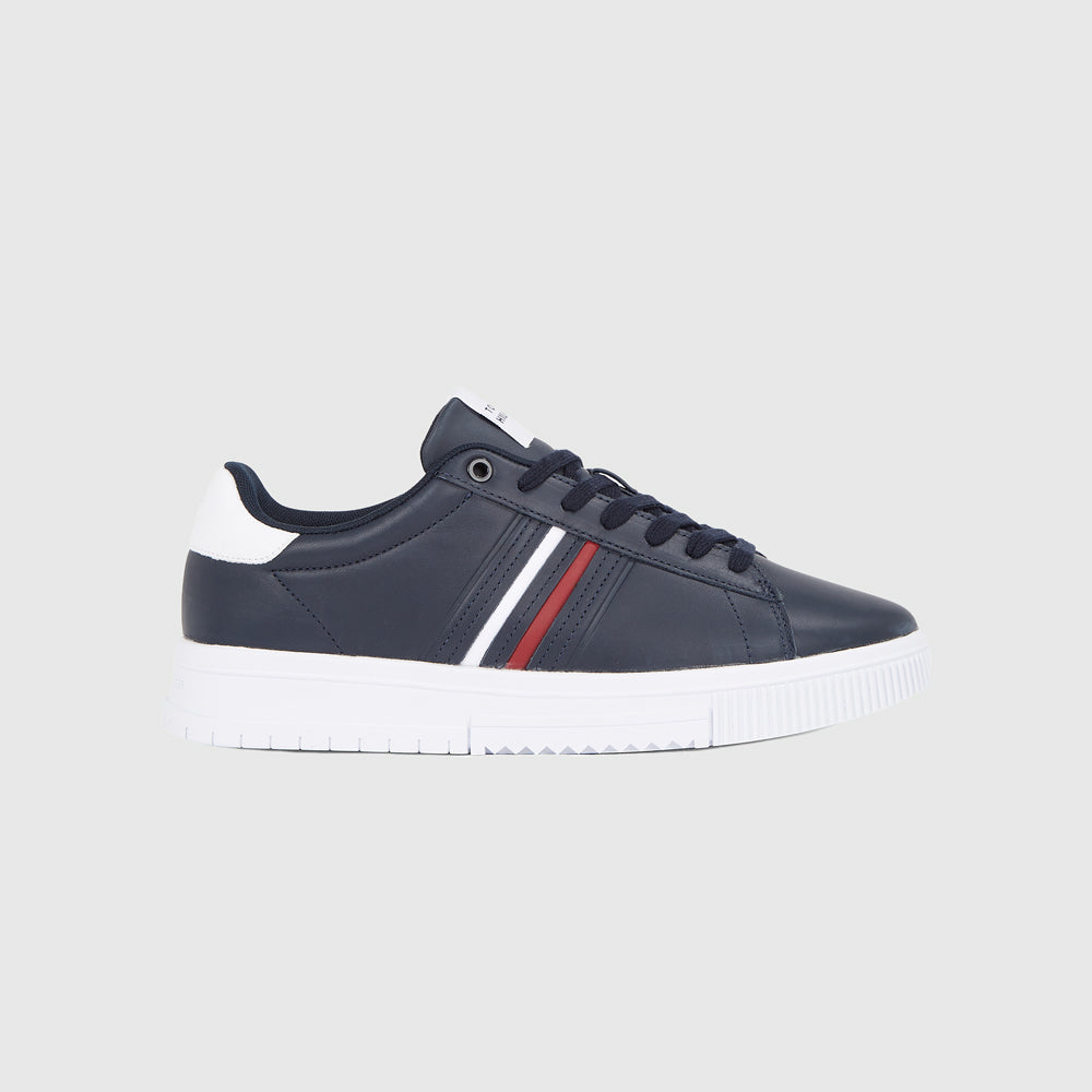 Tommy Hilfiger Modern Stripe Leather Sneaker - Navy |ThirdBaseUrban