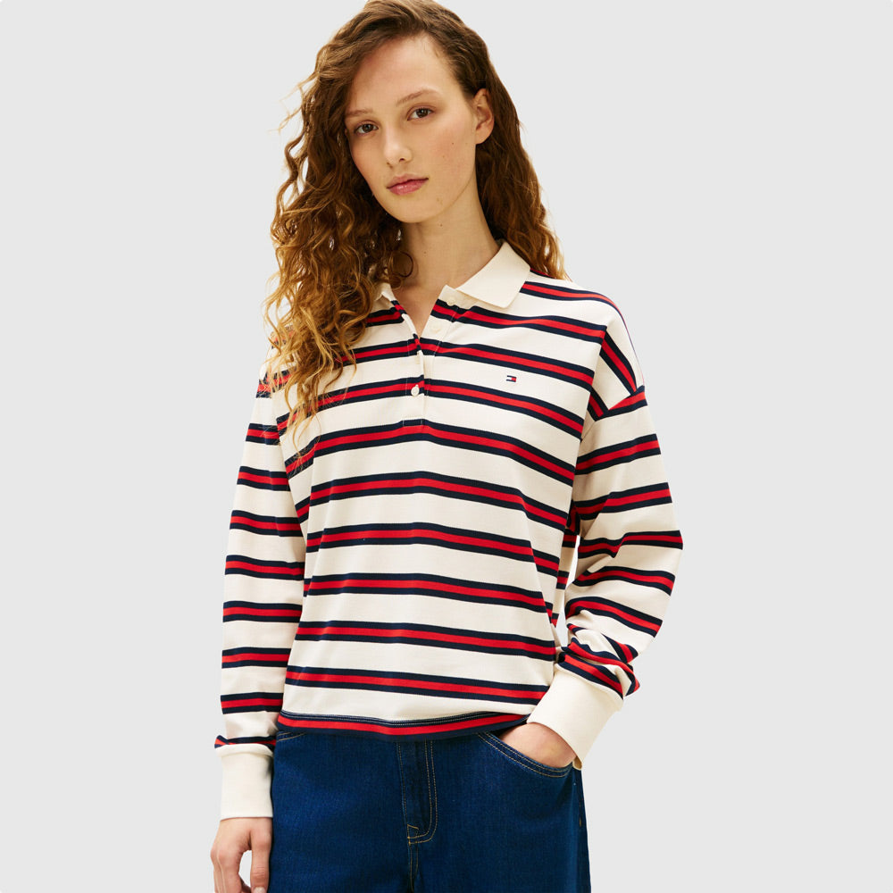 Tommy Hilfiger Multistripe Modern Golfer - Red Multi |ThirdBaseUrban