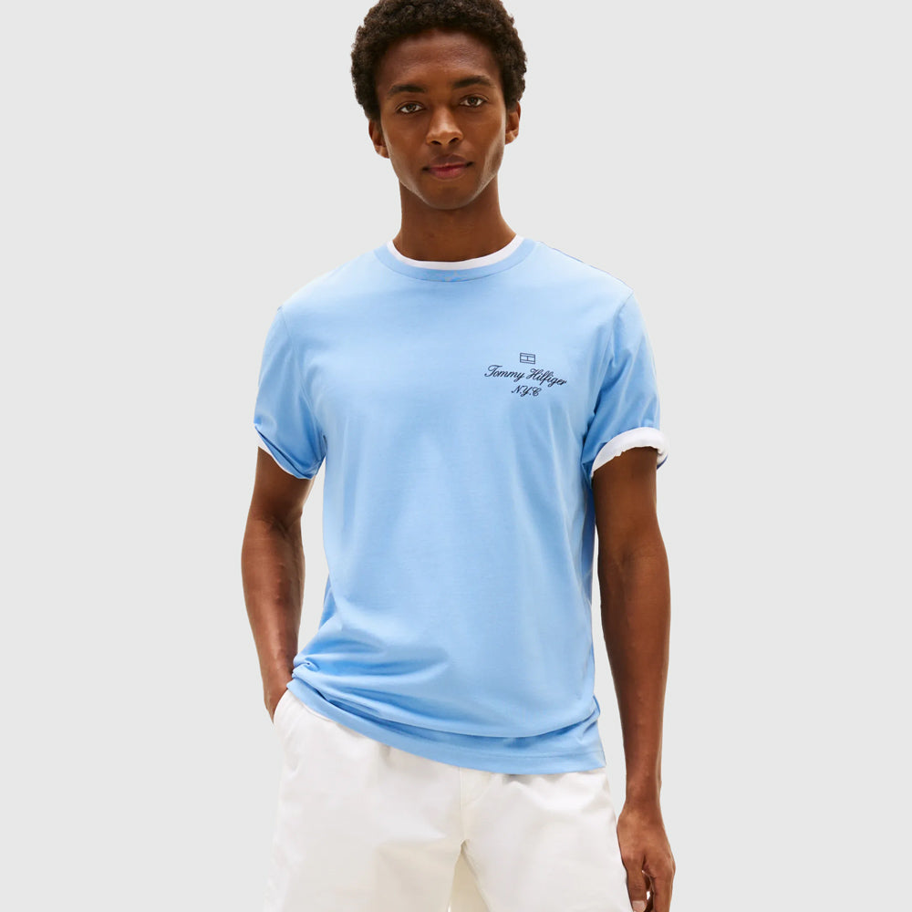 Tommy Hilfiger Flag Script T - Shirt - Blue ThirdBaseUrban