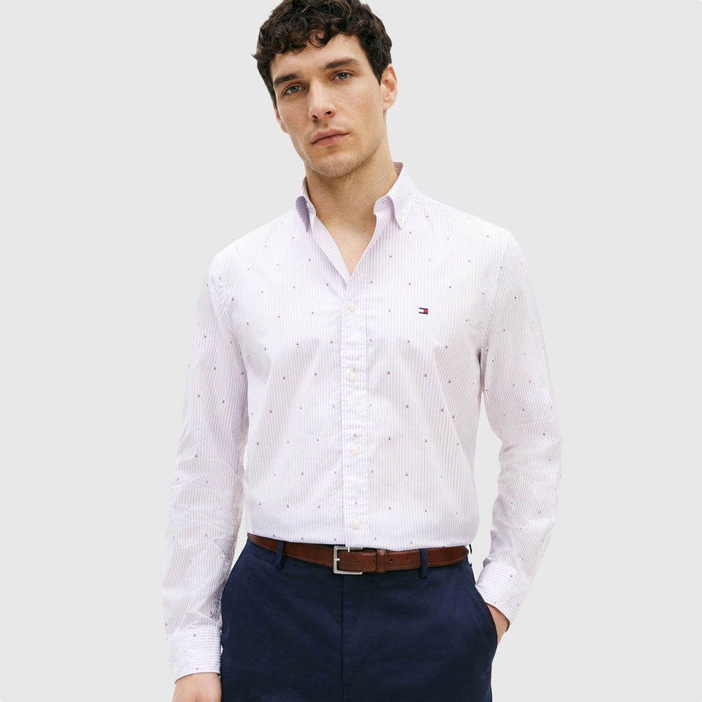 Tommy Hilfiger Flex Poplin Coupe Shirt- Blue Multi |ThirdBaseUrban