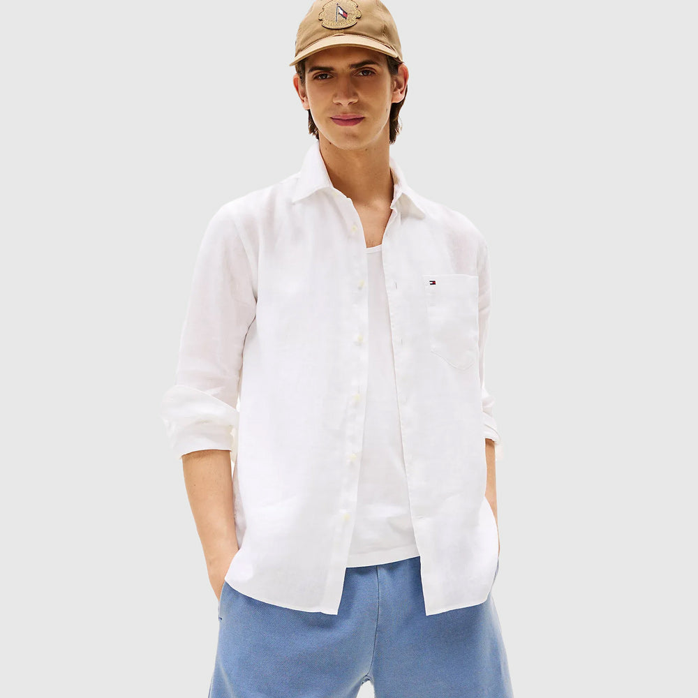 Tommy Hilfiger Linen Shirt - White |ThirdBaseUrban