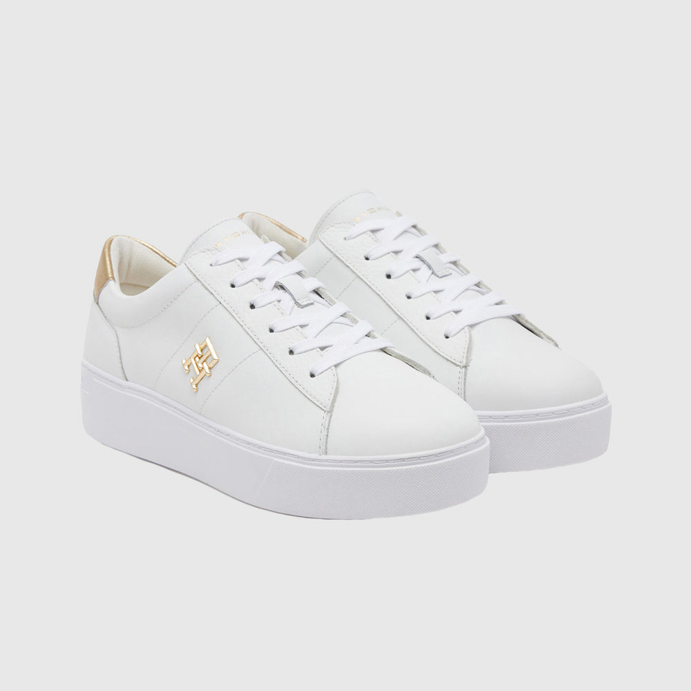 Metallic Platform Sneaker - White
