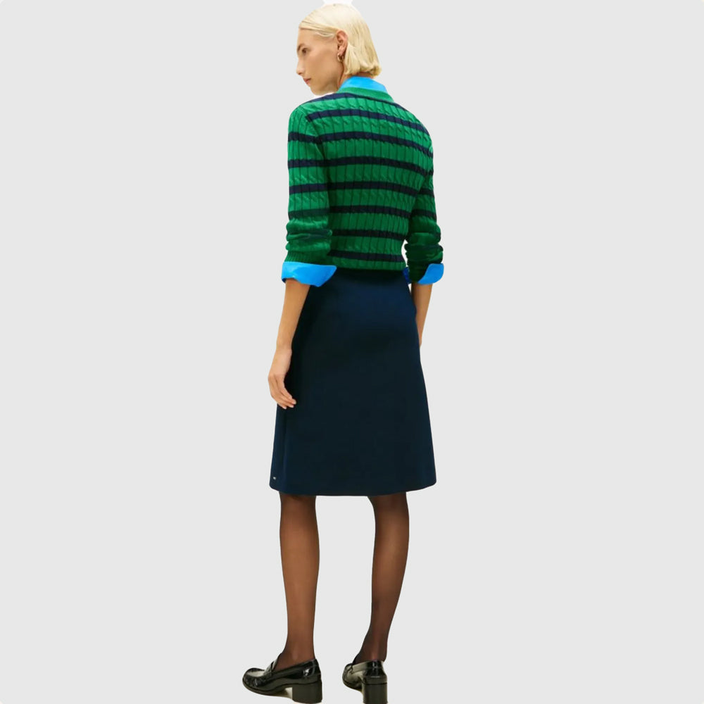 Preppy Textured Skirt - Navy