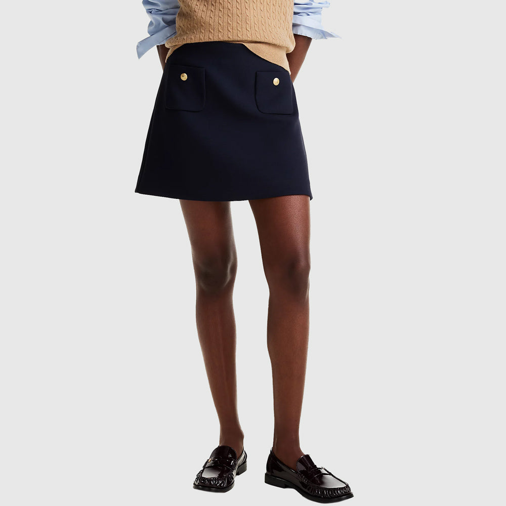 Tommy Hilfiger Punto Short Skirt - Navy |ThirdBaseUrban