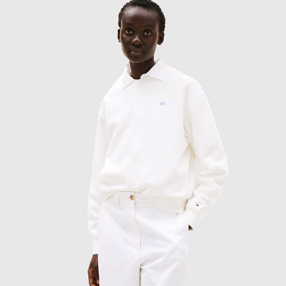 Tommy Hilfiger Contrast Flag Sweatshirt - Ecru |ThirdBaseUrban