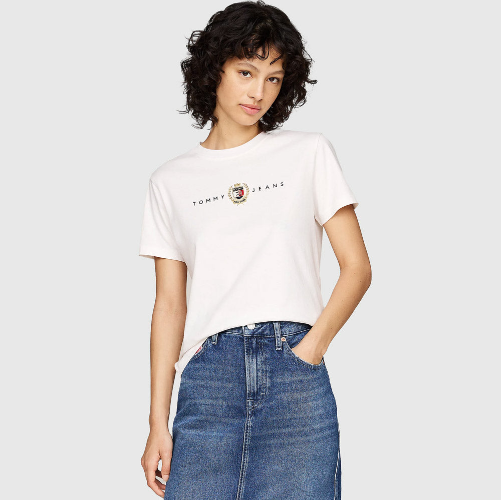 Tommy Hilfiger Crest Linear T-Shirt Ext - Off White |ThirdBaseUrban