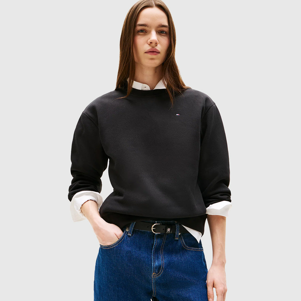 Tommy Hilfiger Regular Flag Sweatshirt - Black |ThirdBaseUrban