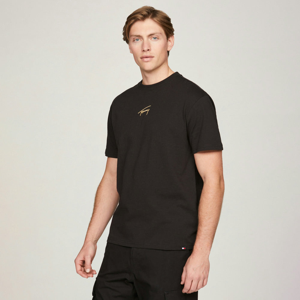 Tommy Hilfiger Gold Signature T-Shirt - Black |ThirdBaseUrban