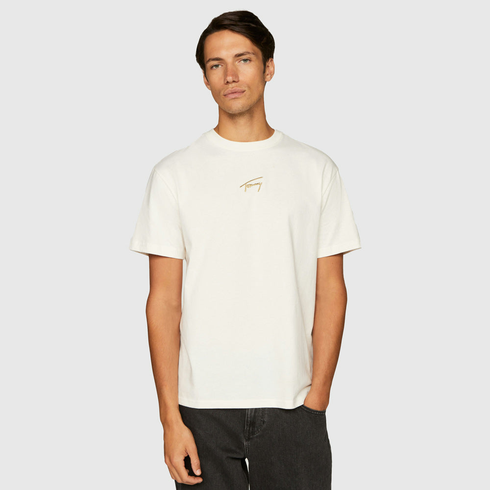 Tommy Hilfiger Gold Signature T-Shirt - Off White |ThirdBaseUrban