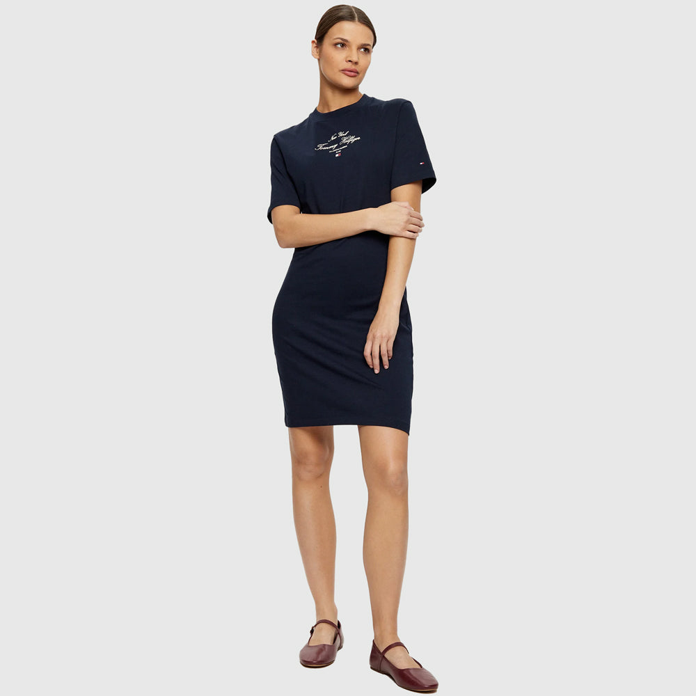 Tommy Hilfiger Script T-Shirt Dress - Navy |ThirdBaseUrban