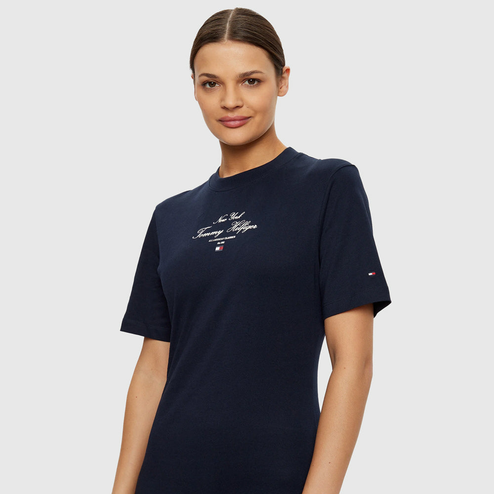 Script T-Shirt Dress - Navy