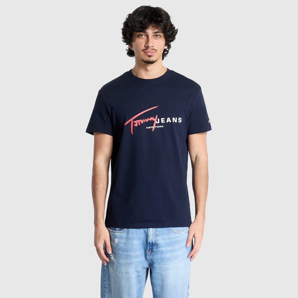 Tommy Hilfiger Regular Signature T-Shirt - Navy |ThirdBaseUrban
