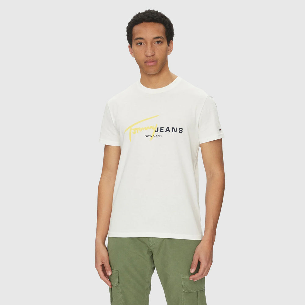 Tommy Hilfiger Regular Signature T-Shirt - Ecru |ThirdBaseUrban