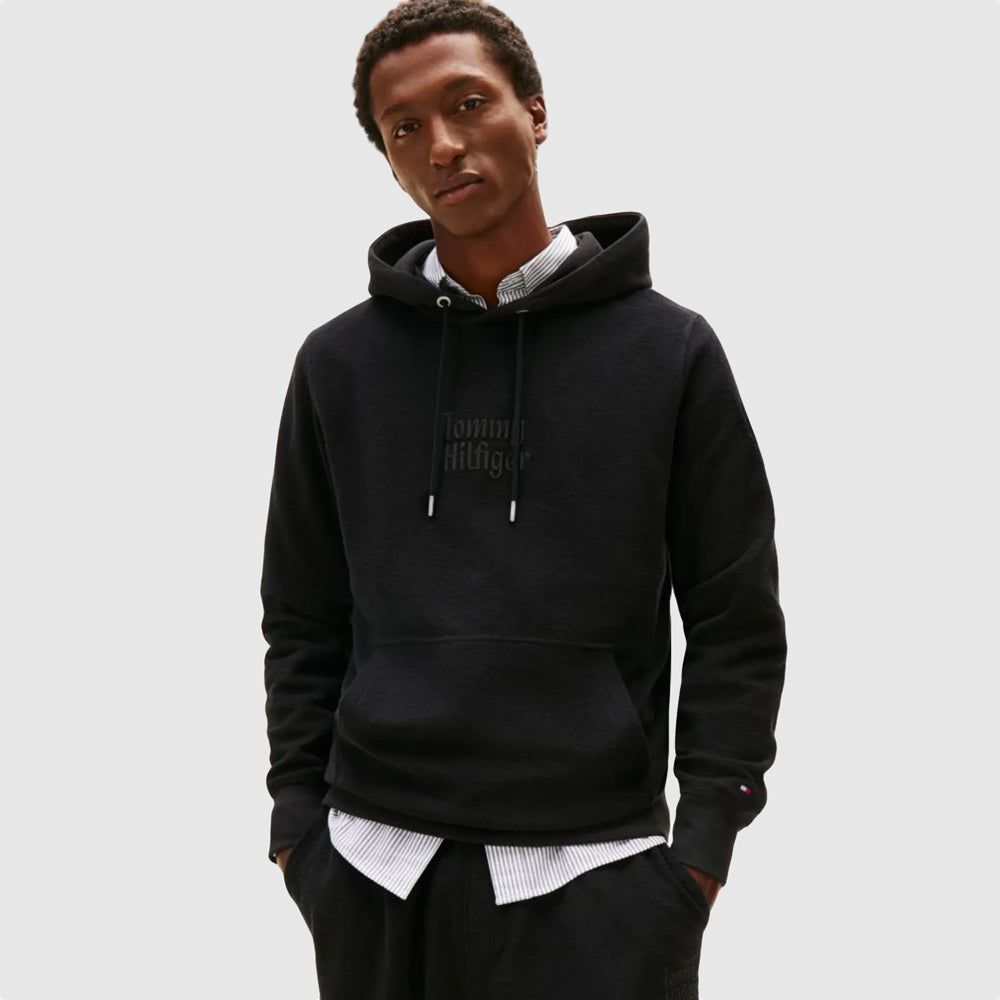 Tommy Hilfiger Reversed Terry Hoody - Black |ThirdBaseUrban