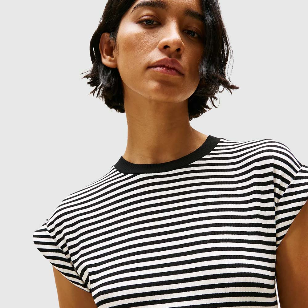 Rib Shirt Dress - Black Multi