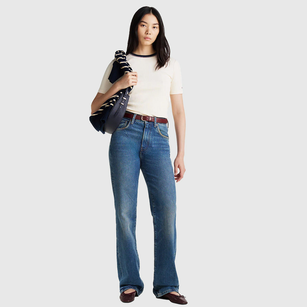 Slim Rib Knit T-Shirt - Off White