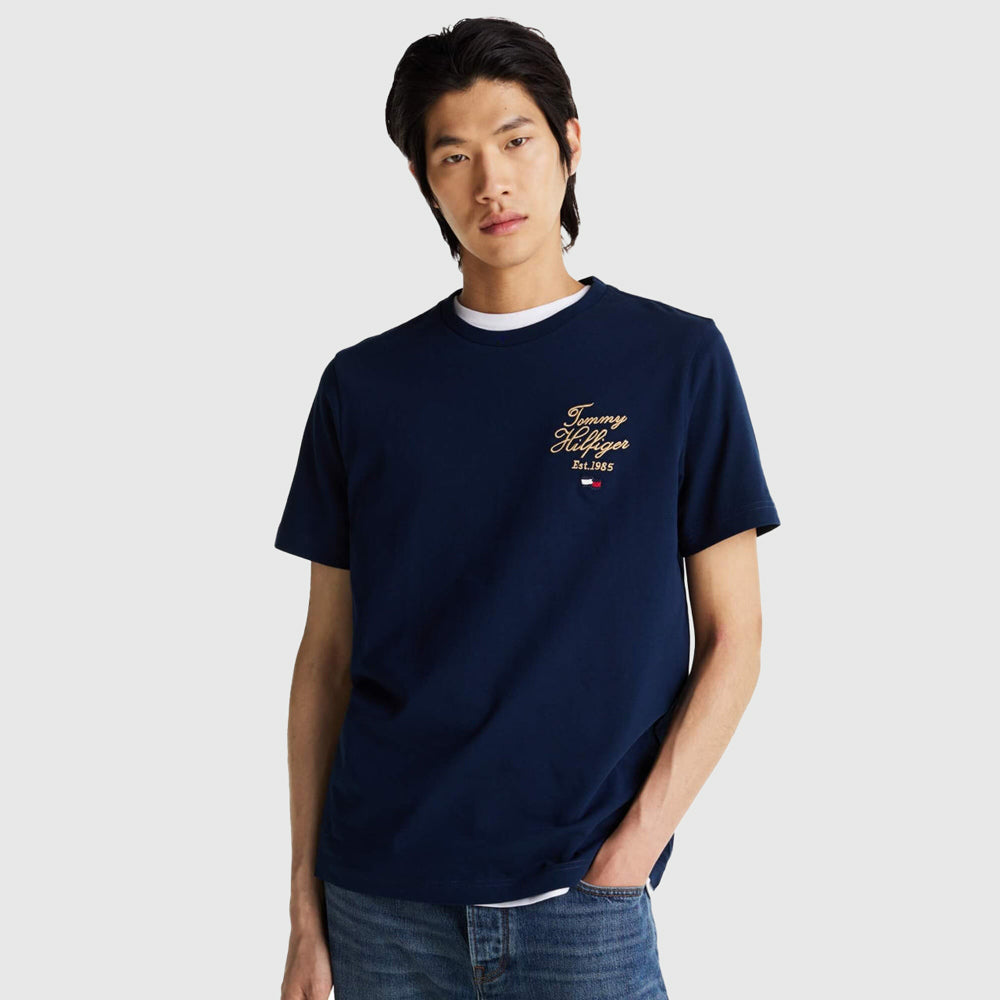 Tommy Hilfiger Script Hilfiger T-Shirt - Navy |ThirdBaseUrban