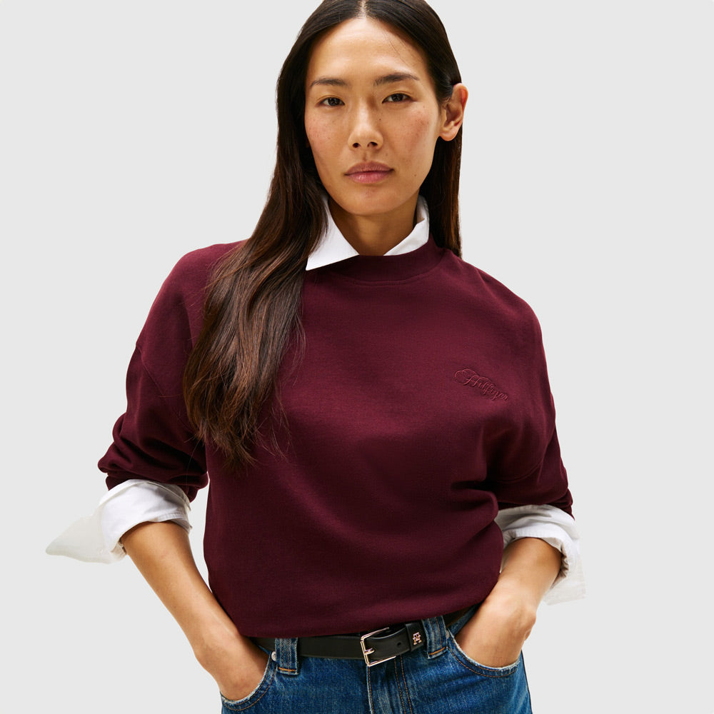 Script Terry Sweatshirt - Burgundy