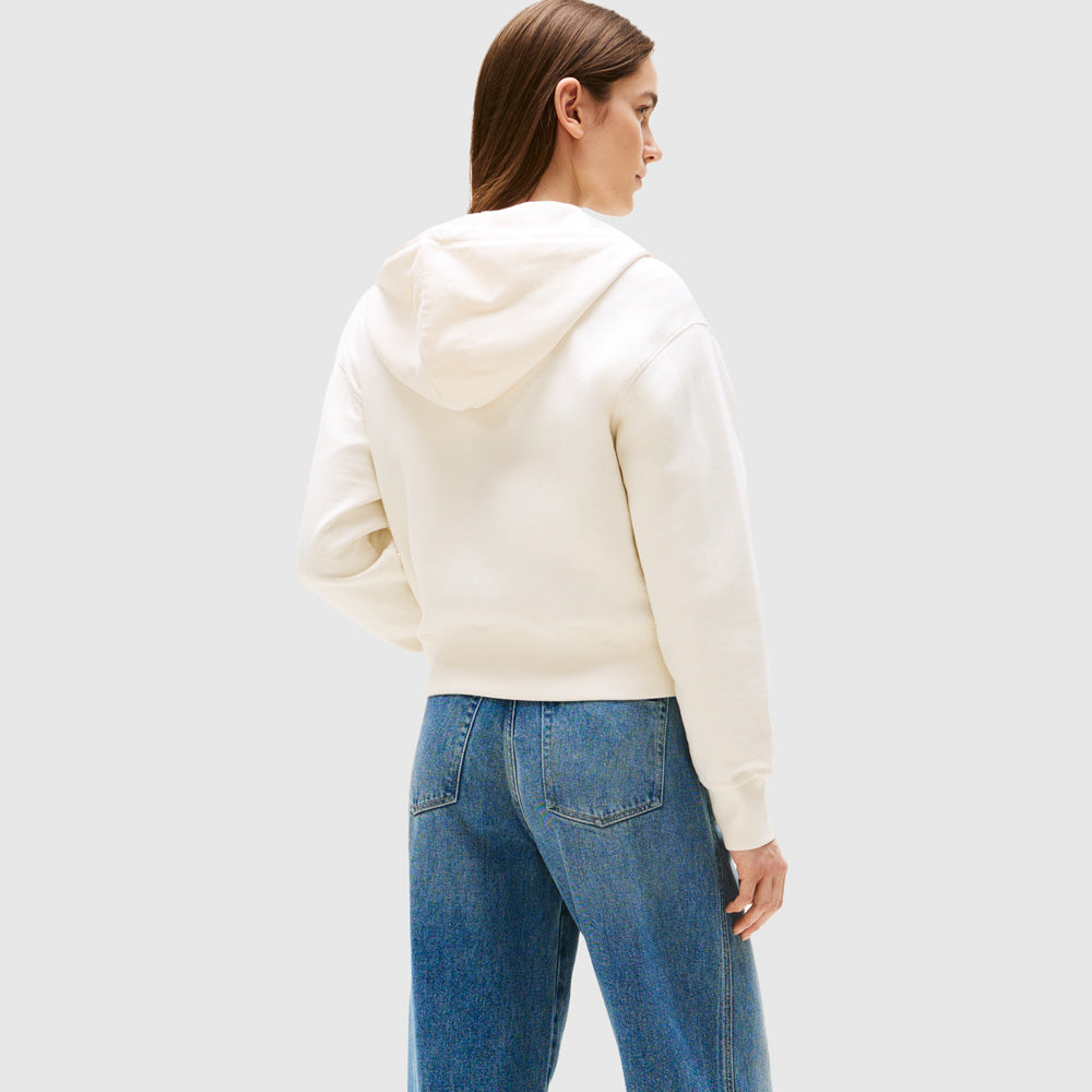 Script Pique Zip-Up Hoodie - Ivory