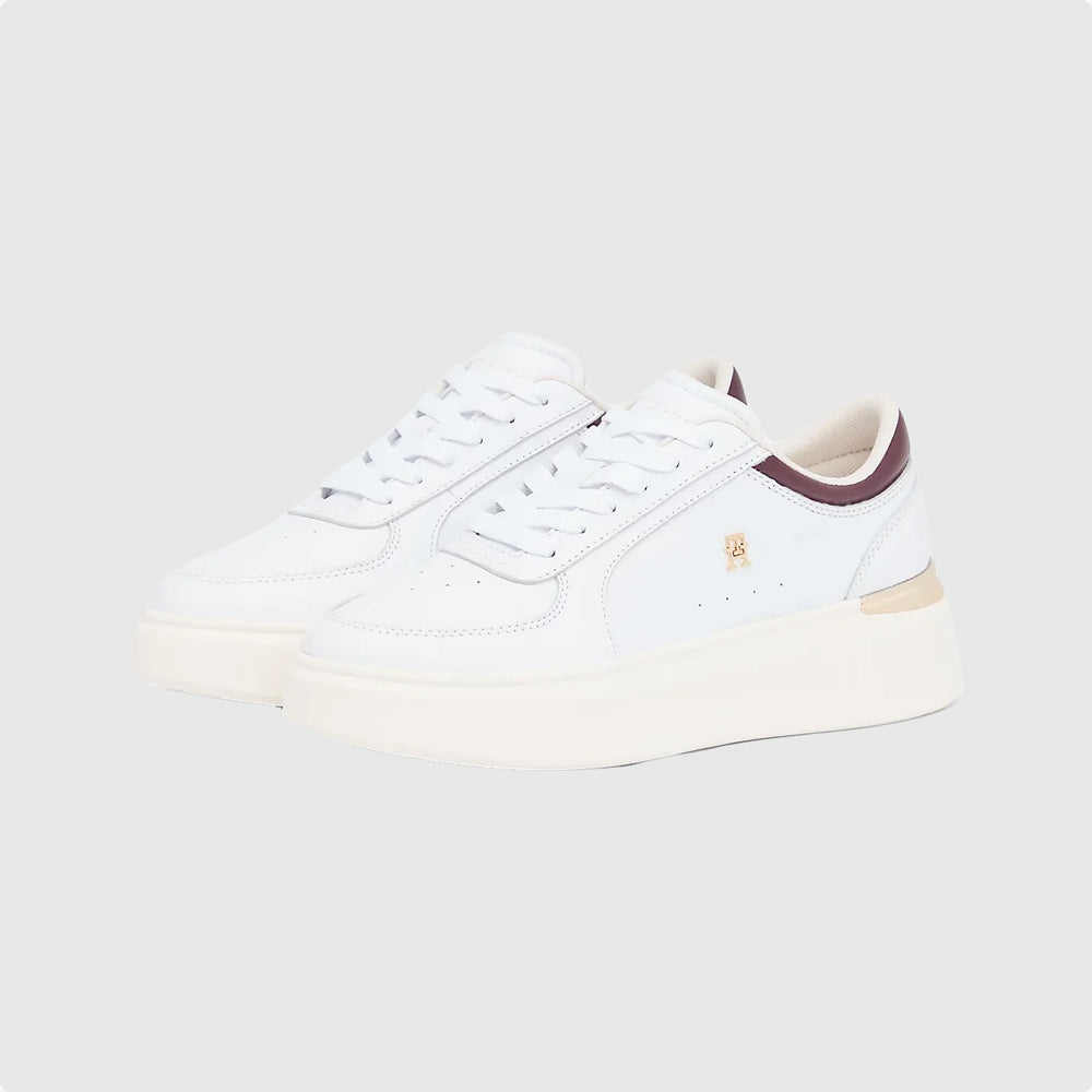 Shiny Leather Platform Sneaker - White Multi