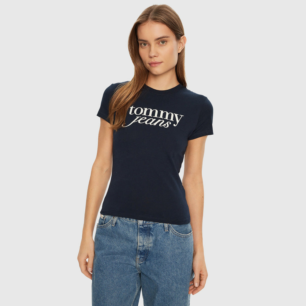 Tommy Hilfiger Slim Essential Logo T-Shirt - Navy |ThirdBaseUrban