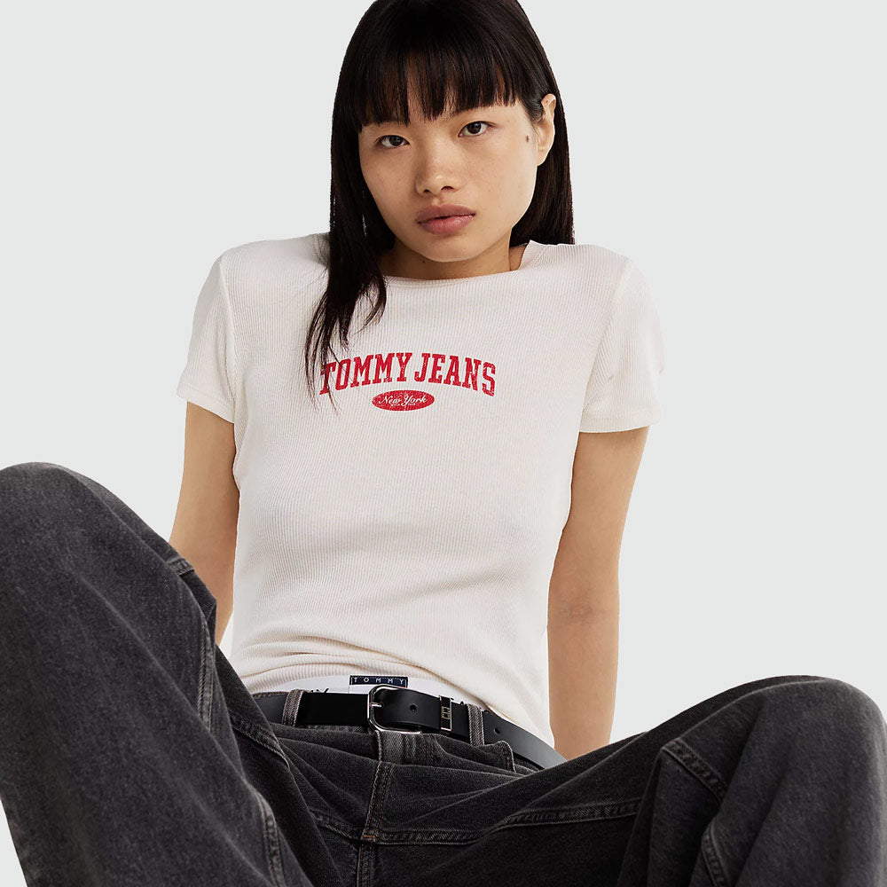 Slim Varsity Rib T-Shirt - Off White