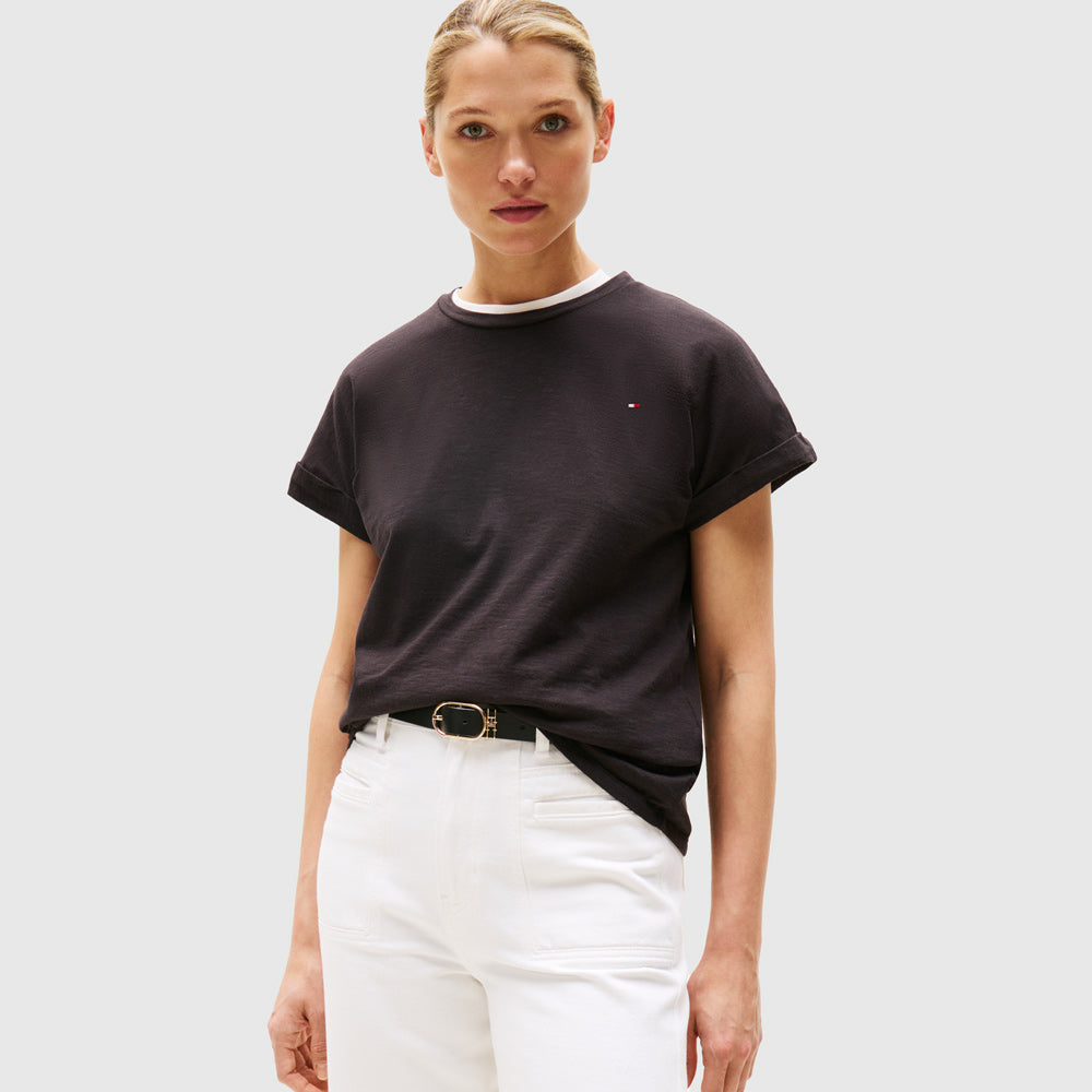Tommy Hilfiger Textured T-Shirt - Black |ThirdBaseUrban