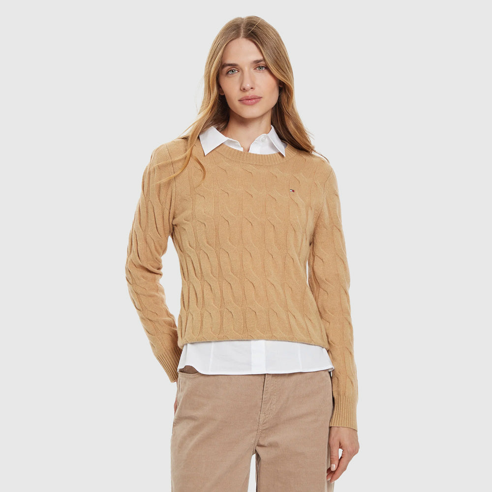 Tommy Hilfiger Cable Wool Sweater - Khaki |ThirdBaseUrban