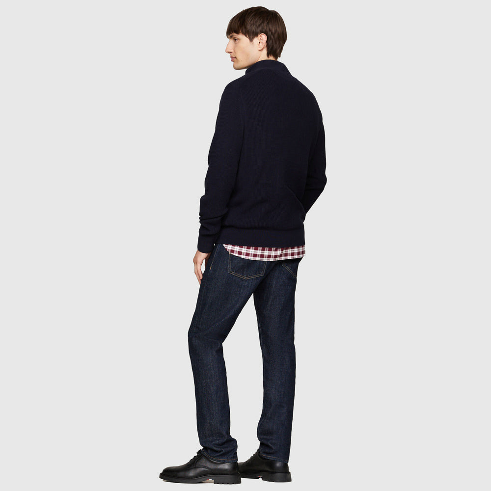 Structure Zip Mock Sweater  - Navy