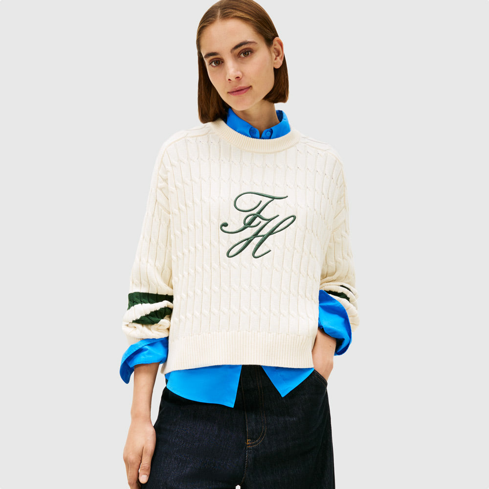 Tommy Hilfiger Textured Graphic Sweater - Calico |ThirdBaseUrban