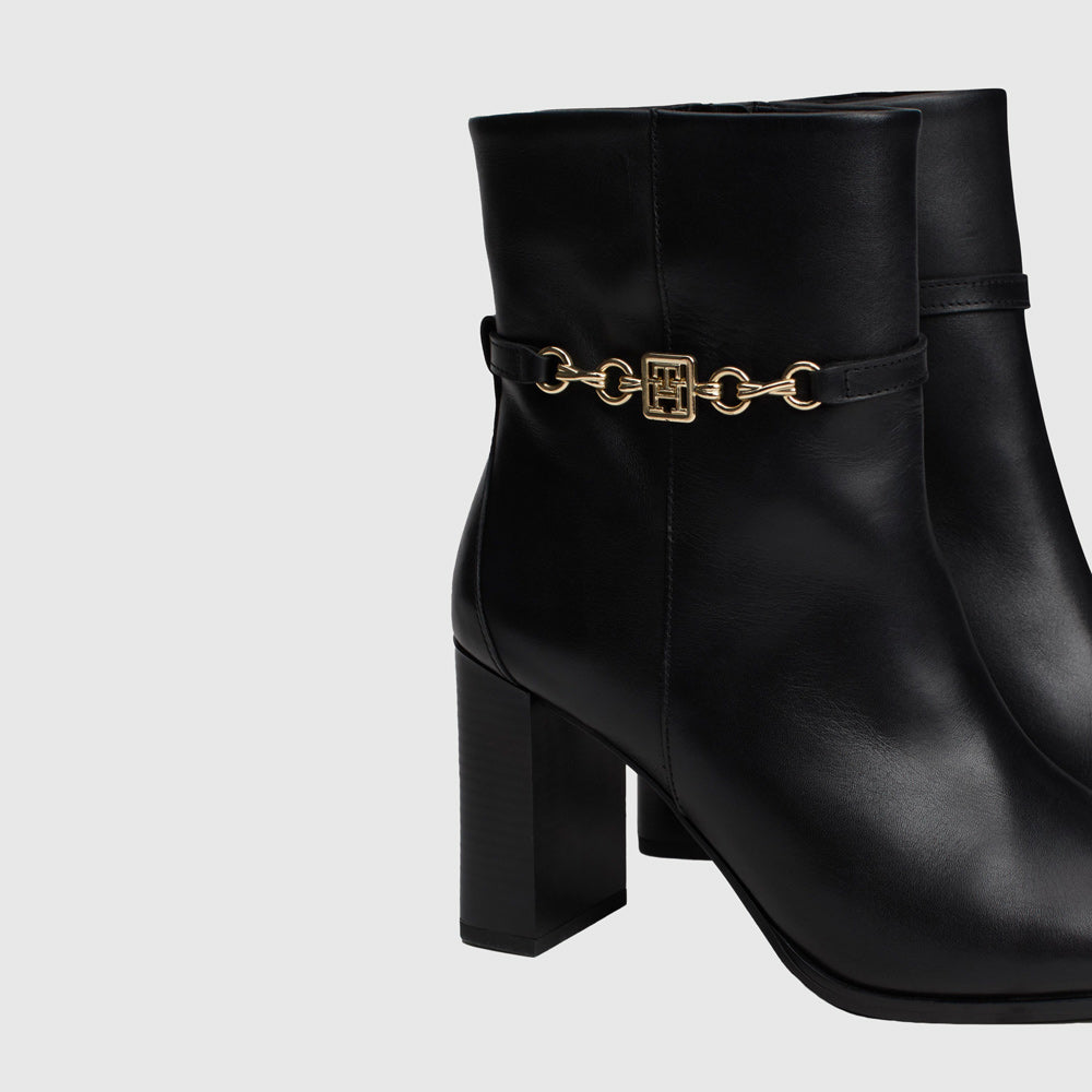 Chain High Heel Bootie - Black