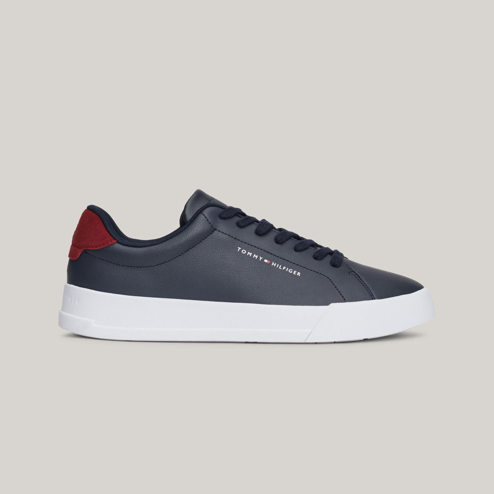 Tommy Hilfiger Court Leather Grain Sneaker - Navy |ThirdBaseUrban