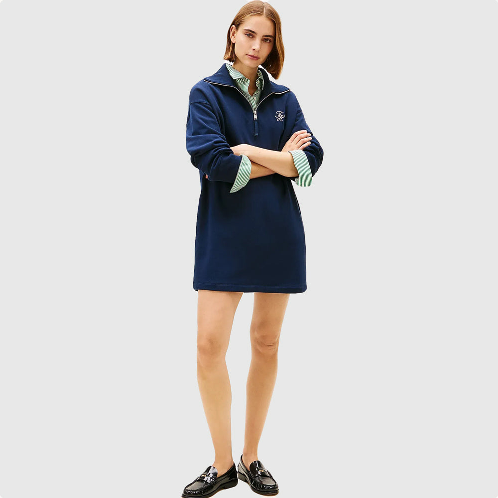 Tommy Hilfiger Script Terry Dress - Dark Night Navy |ThirdBaseUrban