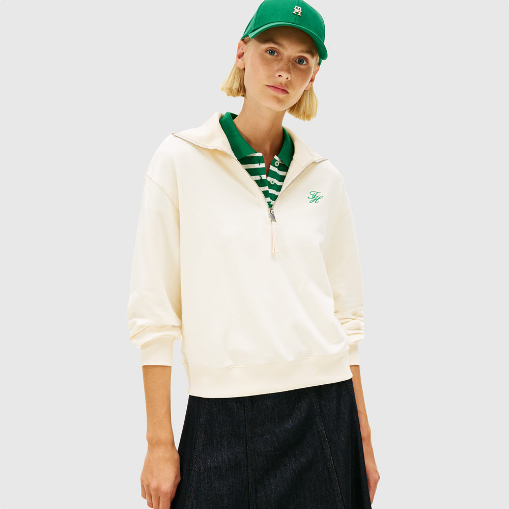 Tommy Hilfiger  Script Zip Terry Sweatshirt - Calico |ThirdBaseUrban